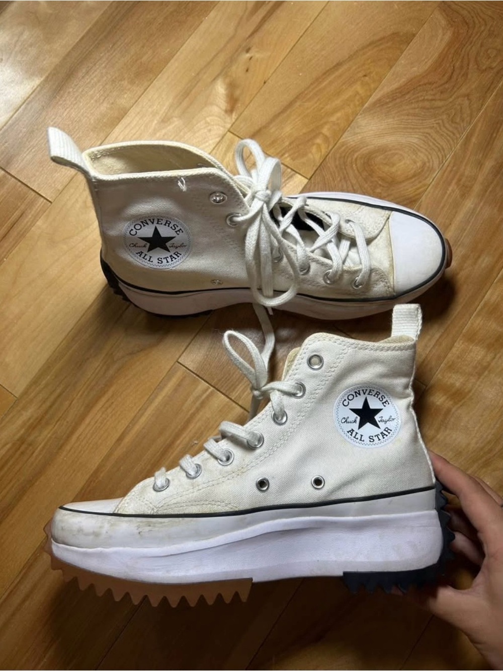 Converse Kids White High-Top Platform Run Star Hike Sneakers